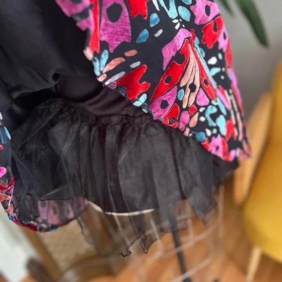 City Studio vintage y2k one shoulder butterfly mini dress in burnout velvet - - Picture 4 of 7